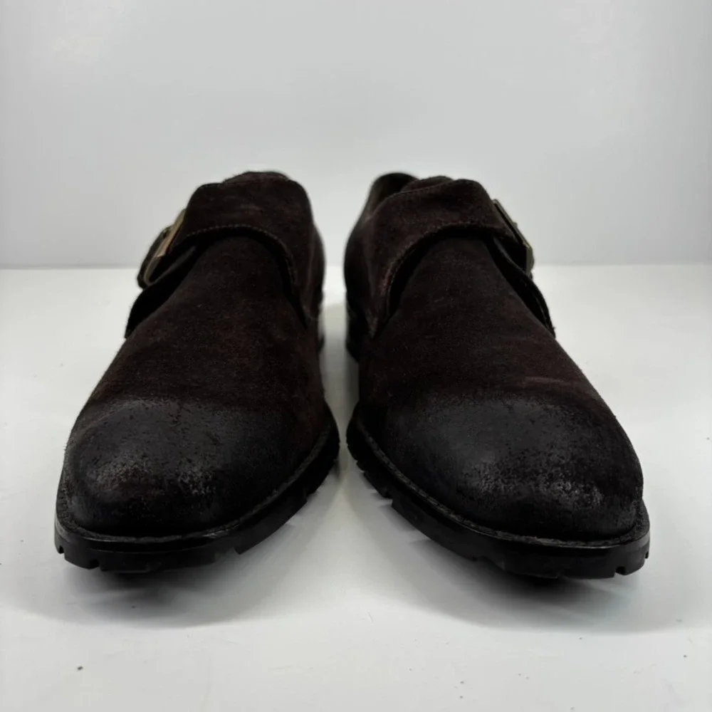 Cole Haan Air Pitney Men's US 10M Dark Brown Suede Monk Strap Dress Shoes C09806